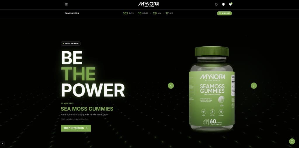 MYVORA Website screenshot 1