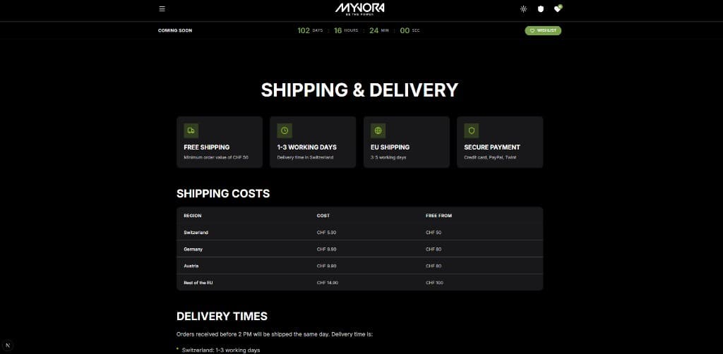 MYVORA Website screenshot 7