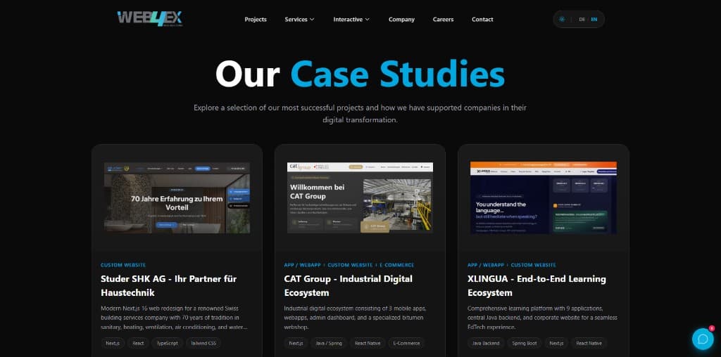 WEB4EX Website screenshot 2