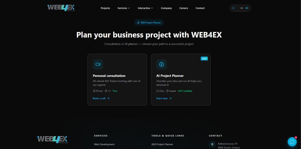 WEB4EX Website screenshot 3