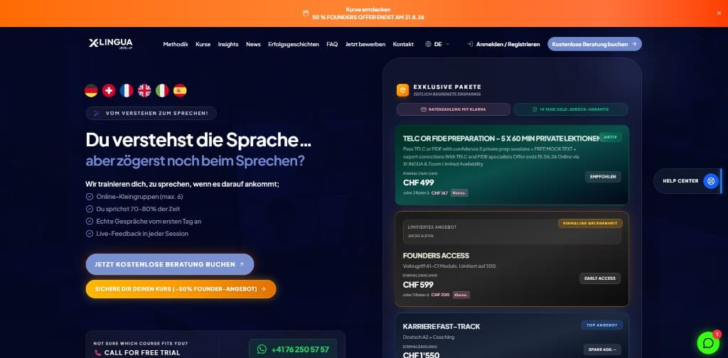 XLINGUA Website screenshot 1